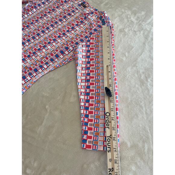 J. McLaughlin Catalina Cloth 3/4 Sleeve Signature Top Geometric Multicolor XS - Picture 3 of 8